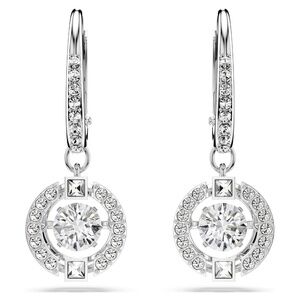 Swarovski Una Drop Earrings Round Cut, White, Rhodium Plated 5504652 NWT